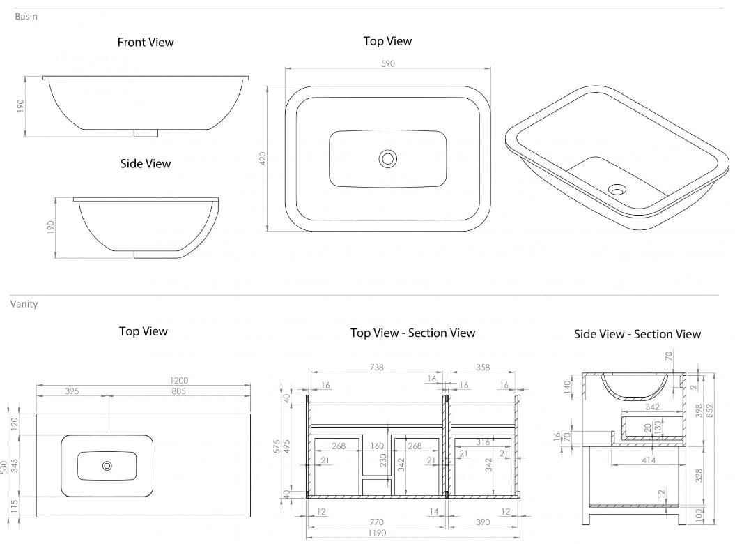 Одноместная напольная раковина с ящиками LUSSO Moode ARCH-00140183 - Вид №2