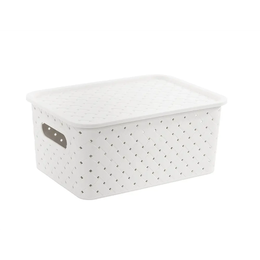 Корзинка с крышкой Violet Береста 23.5x17.3x10.6 см прямоугольная цвет белый STLM-2114213