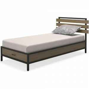 Кованая кровать односпальная 90х200 темно-коричневая Neo Loft MILLWOOD TWINKLE 134477 Бежевый