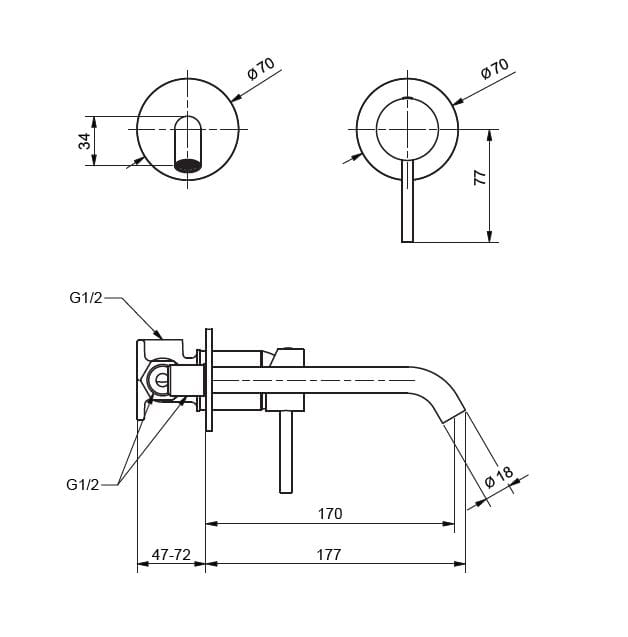 Настенный однорычажный смеситель для раковины Gaia Mobili Complements ARCH-00040130 - Вид №1