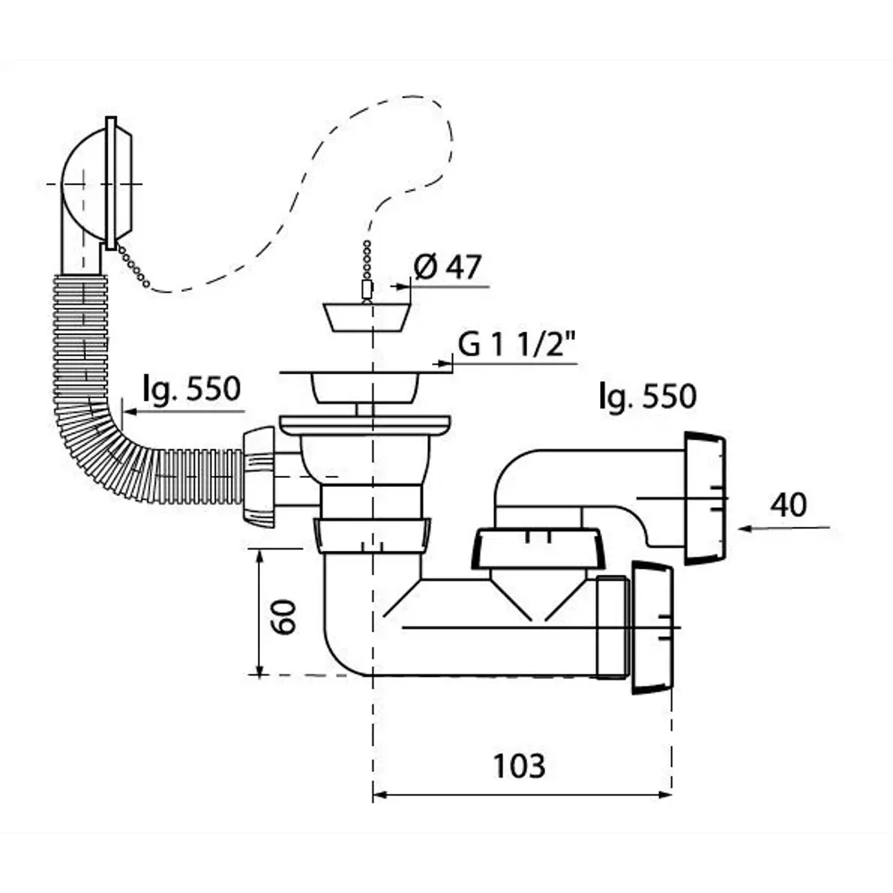 Сифон для ванны EQUATION с ревизией и выпуском 18551011 STLM-0011269 - Вид №5