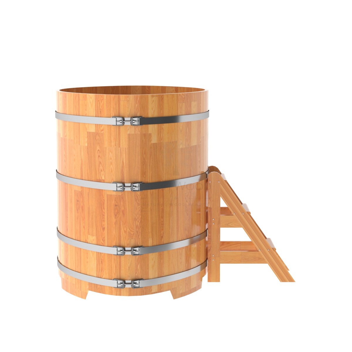 1552 Купель овальная из сращенных ламелей лиственницы 1,15х1,83х1,4 натуральная Alyarus  - Вид №2