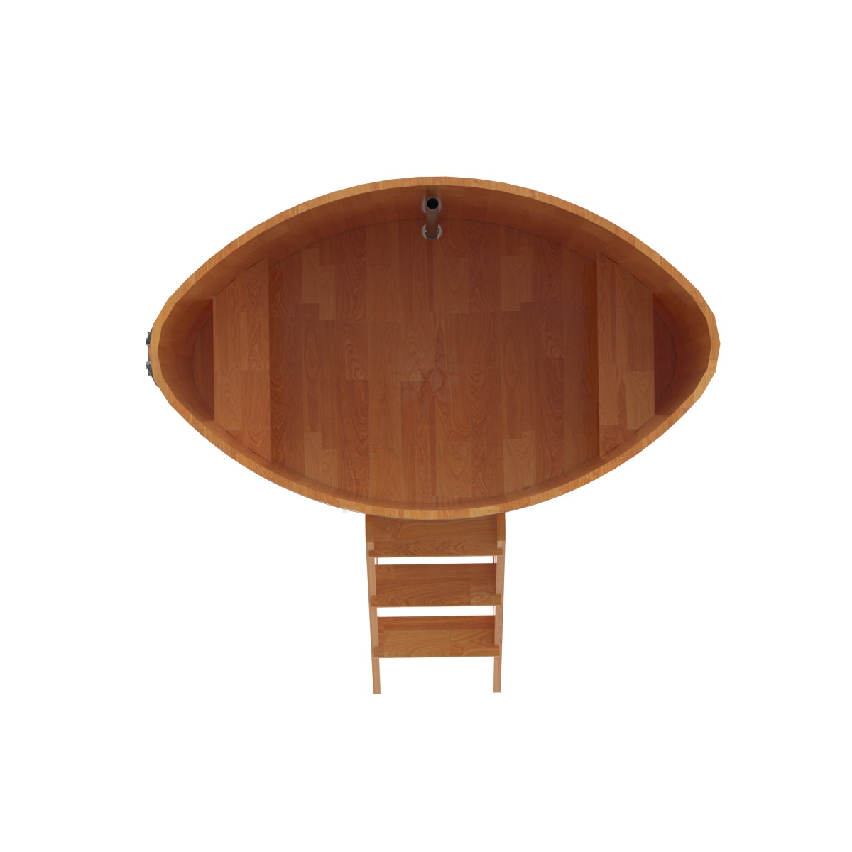 1532 Купель овальная из сращенных ламелей лиственницы 1,02х1,68х1,2 натуральная Alyarus  - Вид №4