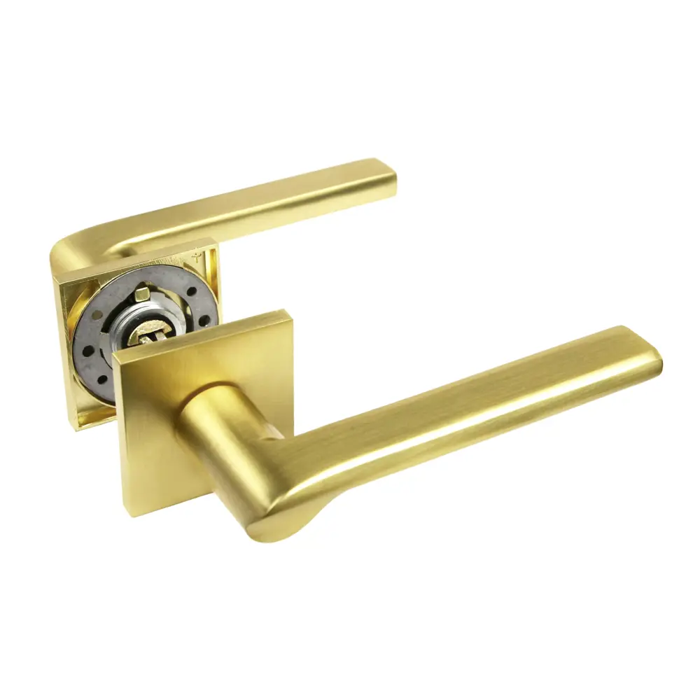 Дверная ручка на розетке KREAFORTA Паудер без запирания цвет золото STLM-2071944