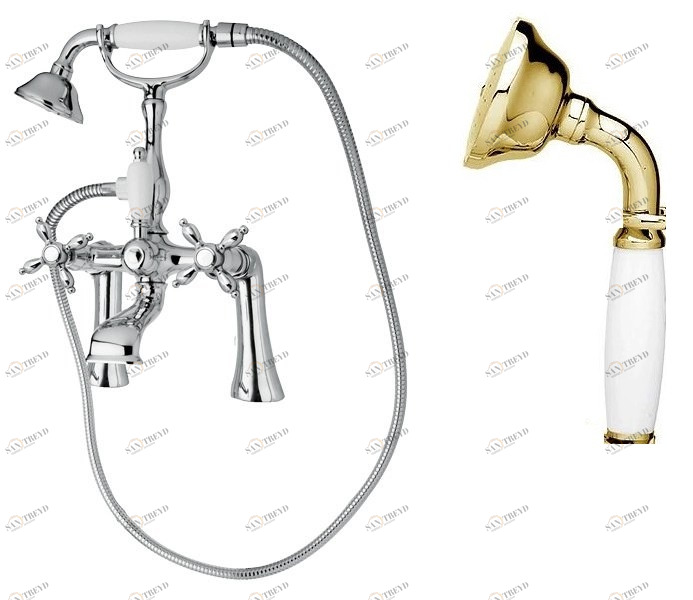 Смеситель на борт ванны с ручным душем, шлангом 150 см CEZARES NOSTALGIA-PBV-03/24-Bi