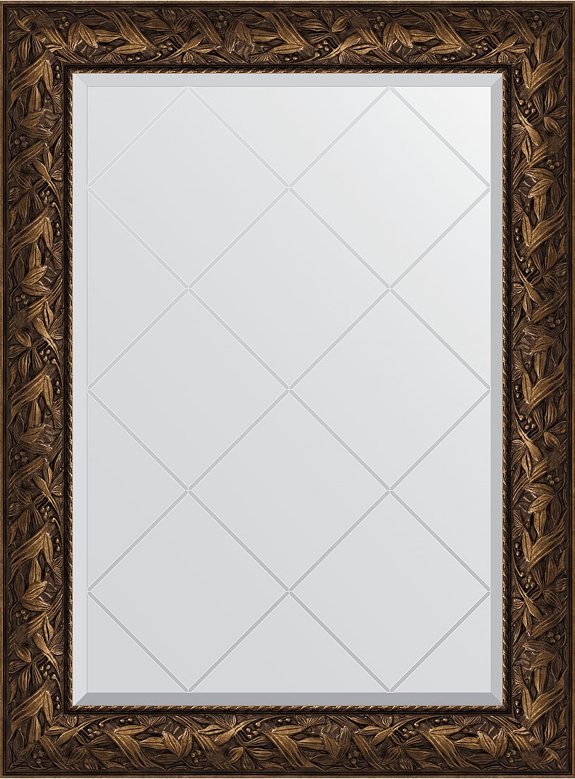 BY 4201 Зеркало с гравировкой в багетной раме - византия бронза 99 mm EVOFORM Exclusive-G