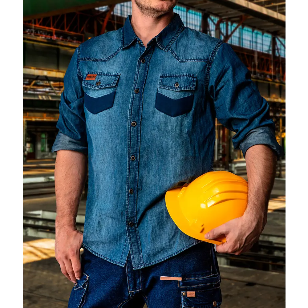 Рубашка Neo Tools Denim темно-синяя размер XXXL рост 193 STLM-2005906 - Вид №5
