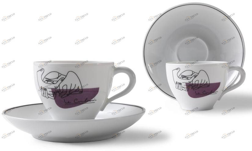 Cassina Набор фарфоровых кофейных чашек с блюдцем Gnr service prunier Gnr 23