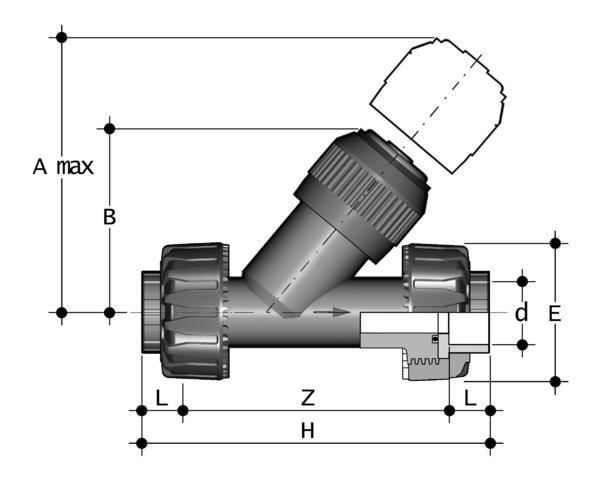 SANIT 776320206 Обратный клапан, PP, фитинг с PE100-LS-х частей  - Вид №1