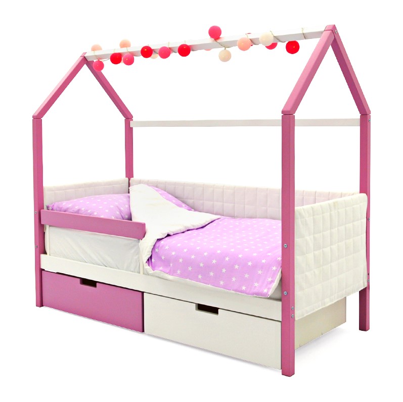 Детская кровать-домик мягкая лаванда-белая Svogen БЕЛЬМАРКО  00-3873183 Розовый Santreyd  - Вид №5