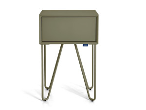 Деревянная и металлическая прикроватная тумбочка с ящиком