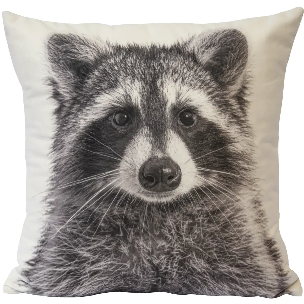 Декоративная подушка Seasons Енот 40x40 см бархат цвет черно-белый STLM-2126039