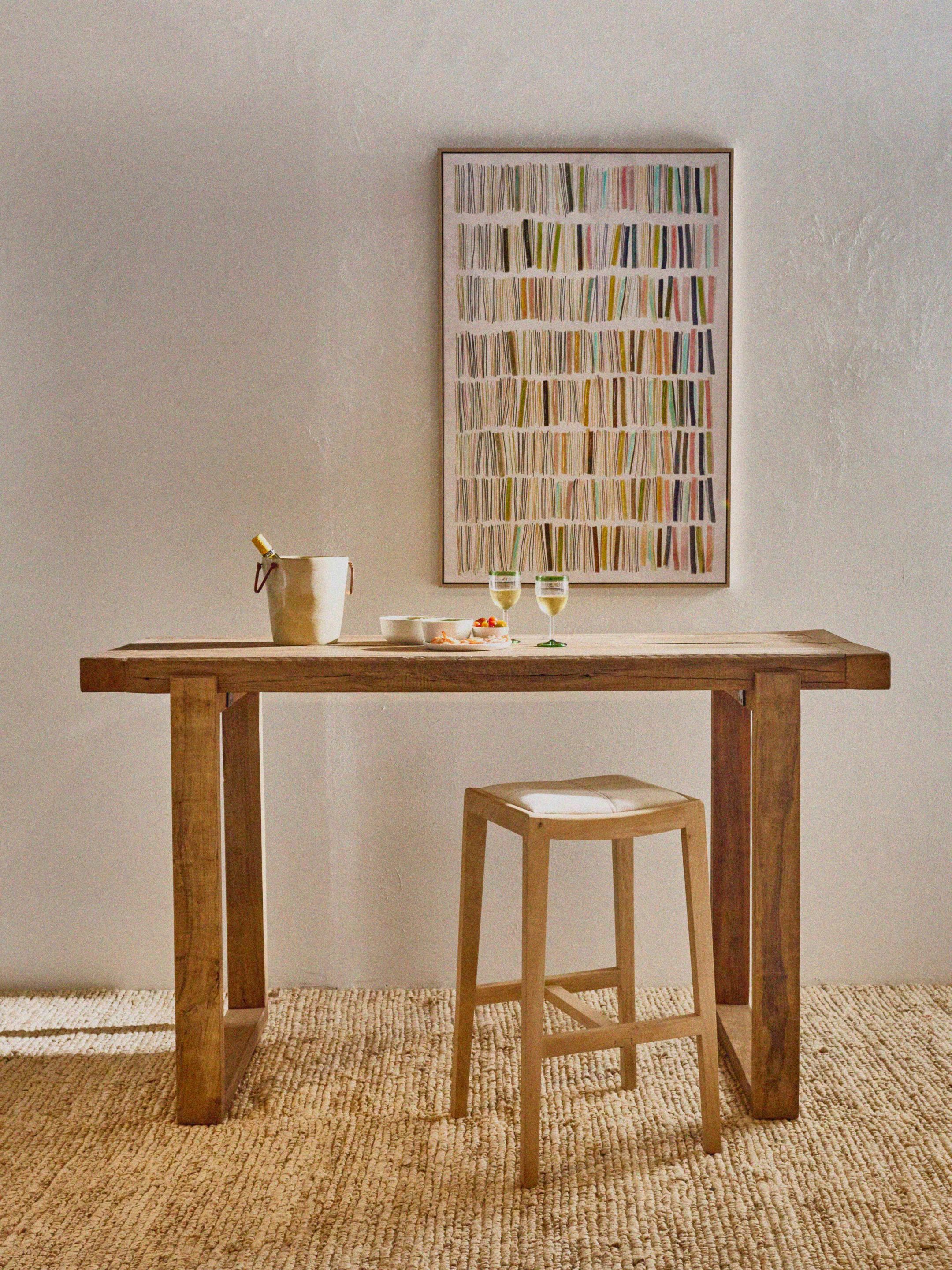 Высокий барный стул из манго с подставкой для ног POMAX KENT ARCH-00037964 - Вид №4