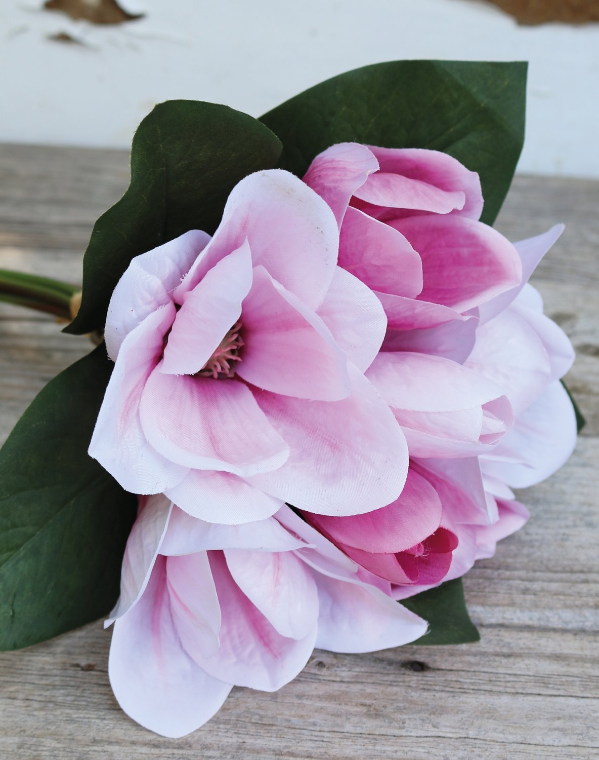 3014 515 a3 Искусственный букет магнолии, 7 цветков, 31 см, розовый H-andreas  - Вид №3