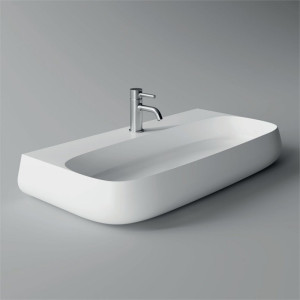 33160101.09 Подвесная раковина 900х450х140 мм Alice Ceramica Nur без перелива с 1 отверстием под смеситель Белый матовый