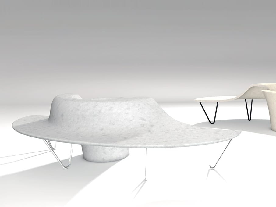 Реконструированная каменная изогнутая скамья со спинкой со встроенной плантатором Viscio Urban Design DUNA ARCH-00070983