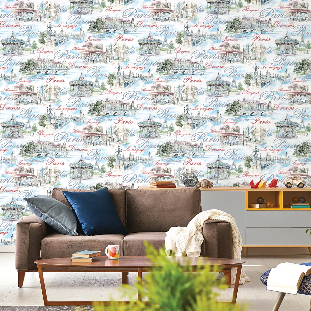 Обои виниловые WallDecor Париж голубые 0.53 м АС85000-65 АСПЕКТ РУ STLM-2119775 - Вид №2