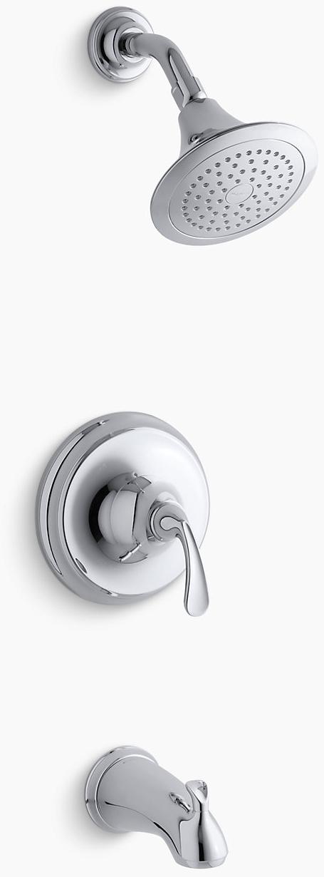 KOHLER Накладка для ванны и душа Forté Sculpted Rite-Temp с нескользящим изливом и насадкой для душа 2,5 галлона в минуту K-TS10275-4-CP 