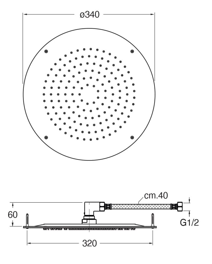 Круглая душевая головка из нержавеющей стали с системой защиты от накипи CRISTINA Rubinetterie дополнения для душа / ванны / умывальника - Inox collection ARCH-00038514 - Вид №2