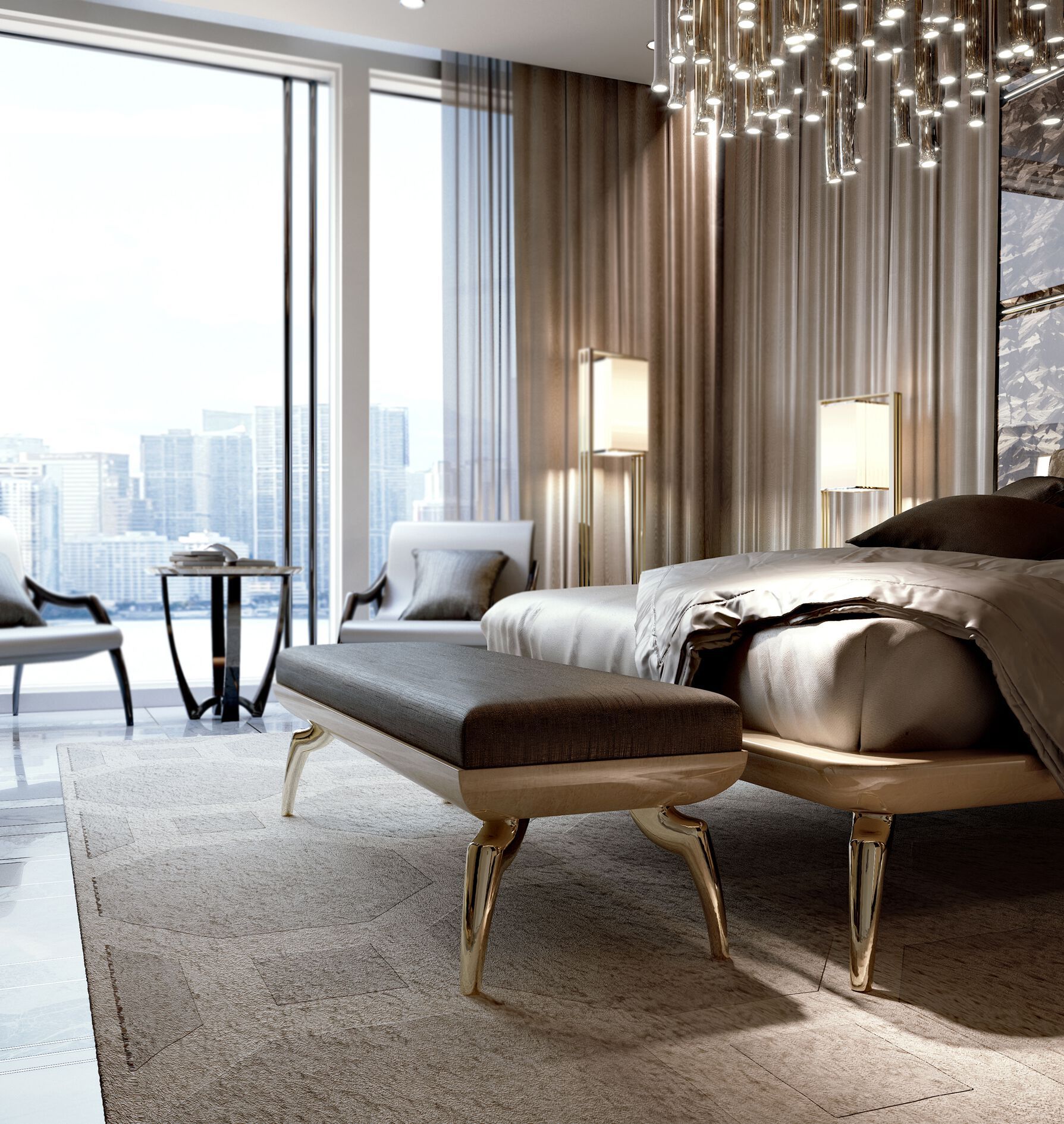 Кожаная мягкая скамья Bizzotto Italia Symphony-Infinity ARCH-00128590 - Вид №1