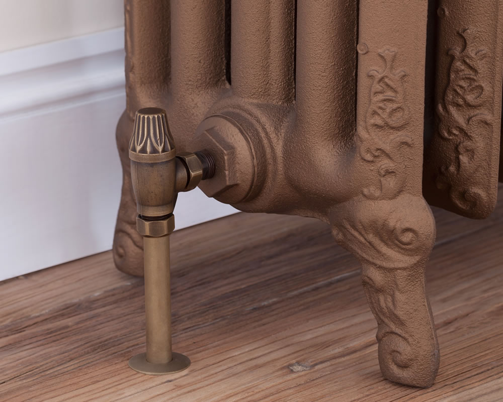 HAN004 Входной термостатический клапан радиатора Crocus Wheel 15 мм (античная латунь) Сarronheating  - Вид №3