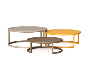 Штабелируемый круглый журнальный столик из стали и дерева