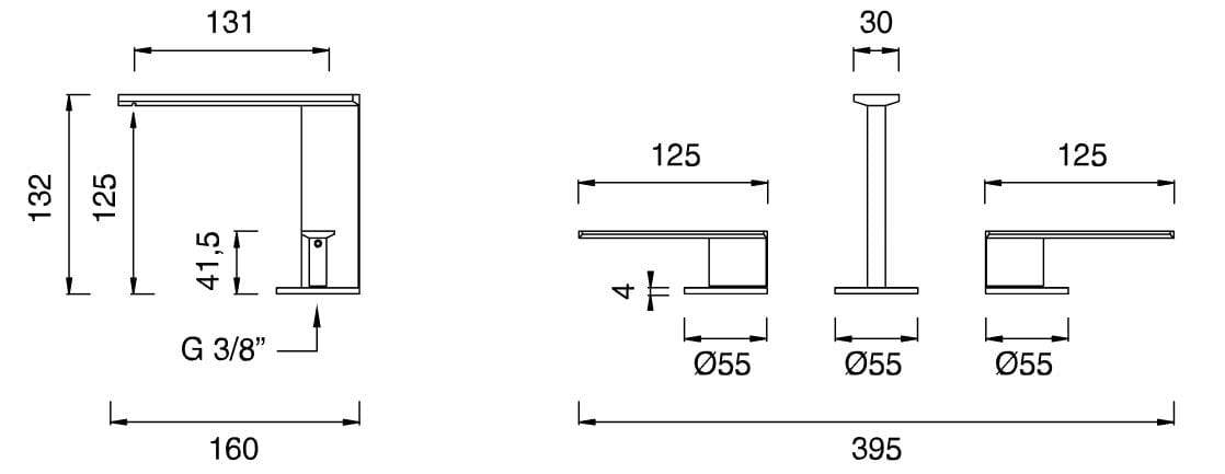 Смеситель для раковины из нержавеющей стали с 3 отверстиями CEADESIGN AYLA ARCH-00032883 - Вид №3