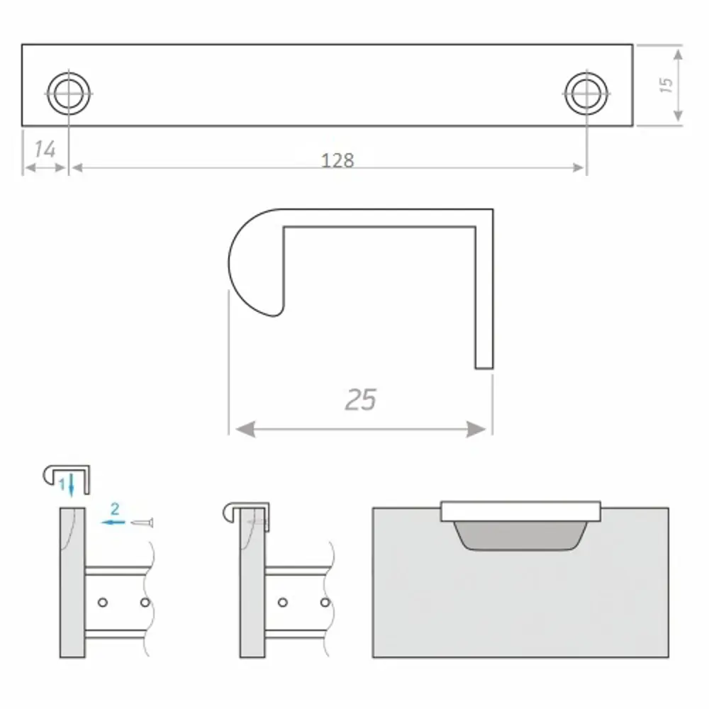 Мебельная ручка-профиль черная 140 мм Jet STLM-2039179 - Вид №4