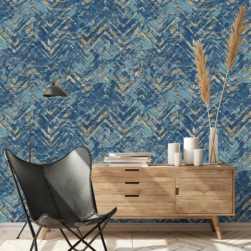 ELYSIUM Тиамат - синие флизелиновые обои с абстрактным рисунком 89402934 STLM-1566560 - Вид №2