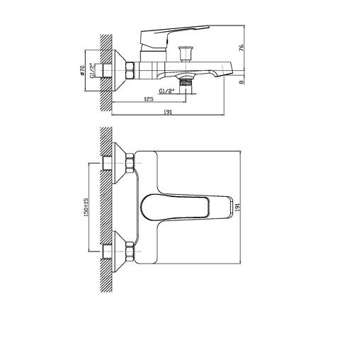 Orange Berti M17-100cr однорычажный ванно-душевой смеситель Хром sun-id-1516882 - Вид №1
