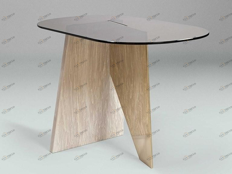 Paolo Castelli Низкий стол из розового мрамора и цветного стекла sun-id-1372390