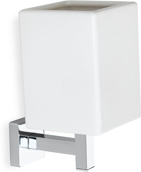 U10(08-BI) Stil Haus Urania, настенный керамический стакан, цвет хром - белая керамика