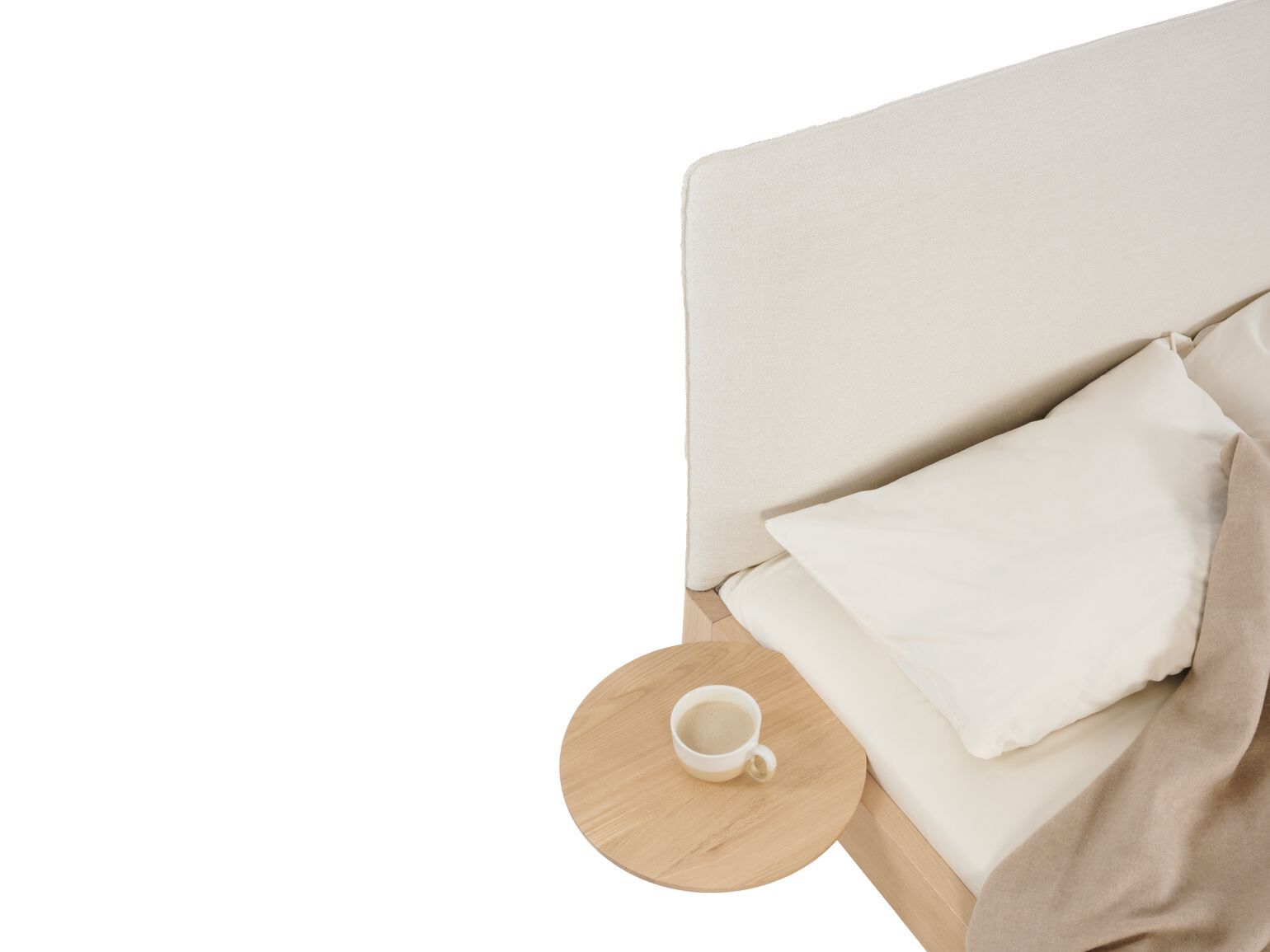 Деревянная двуспальная кровать с мягким изголовьем Noah Living белье ARCH-00049322 - Вид №1