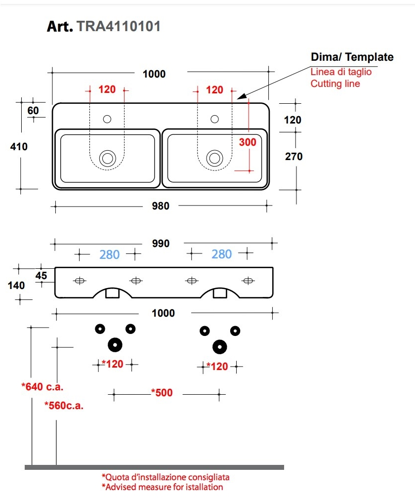Tra4110101 / tra4210101 Подвесная раковина настенная овальная Olympia Ceramica Tratto белая - Вид №2