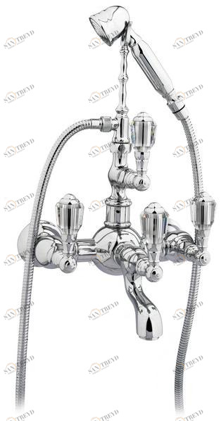 Bronces Mestre Настенный смеситель для ванны на 2 отверстия с ручным душем Indica 035616.d00