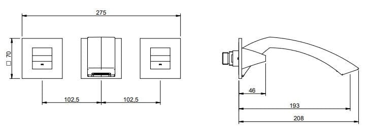 Настенный смеситель для раковины с 3 отверстиями Rubinetterie Treemme Archè ARCH-00100494 - Вид №2