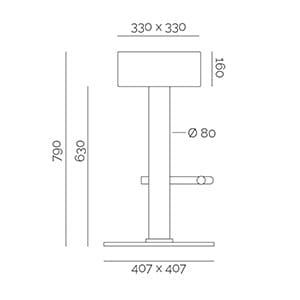 Стальной табурет с подставкой для ног