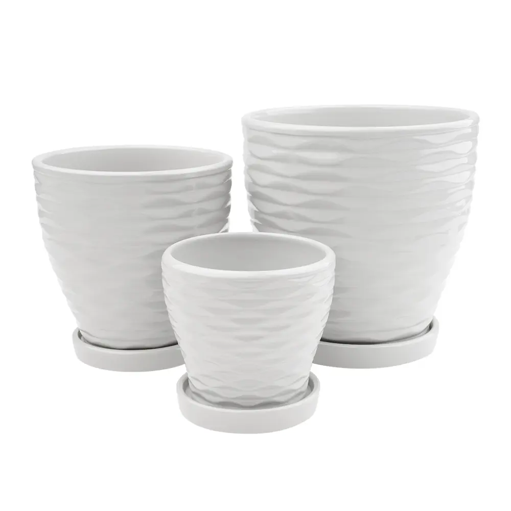 Горшок цветочный Эллипс ø14.5 h14.5 керамика белый Santreyd Fdtc5 STLM-2110717 - Вид №3