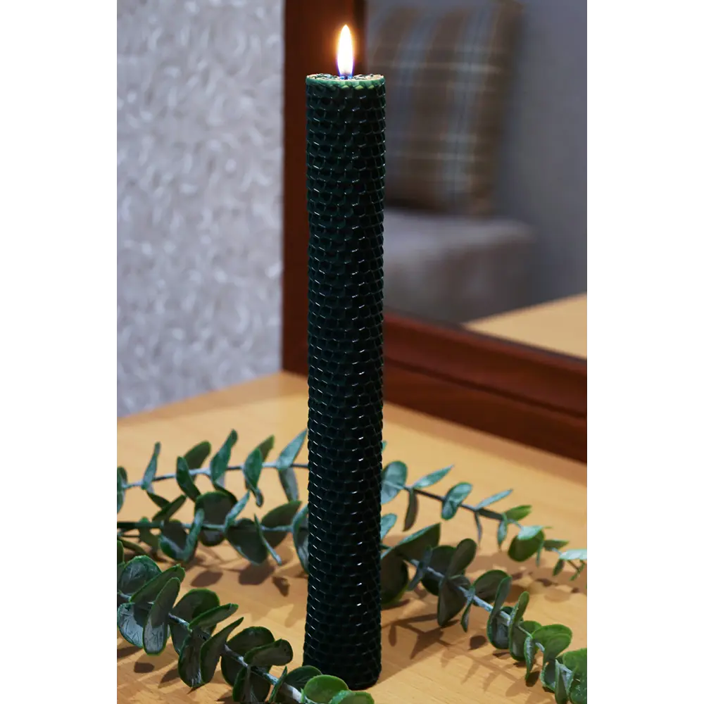 Свеча вощинная цилиндр зеленый мох 3x26 см EVIS STLM-2123582 - Вид №3