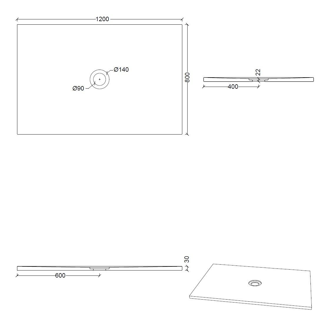 Керамический прямоугольный поддон для душа Alice Ceramica Форма ARCH-00102104 - Вид №6