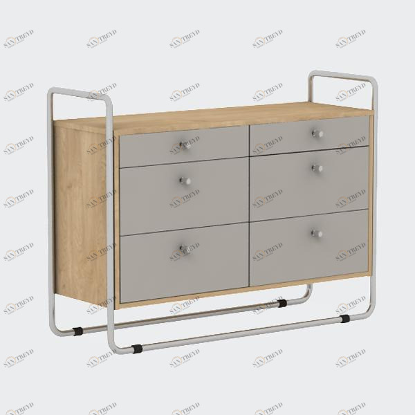 Комод с 6 ящиками серый Bauhaus WOODI  00-3965953 Бежевый;серый 