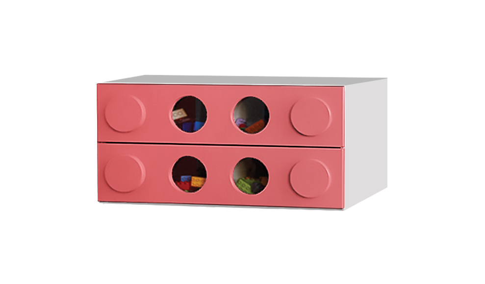 Комод детский малый с 2 ящиками и декором "Леголенд" МАНДАРИН ЛЕГОЛЕНД 178726 Розовый Santreyd  - Вид №1