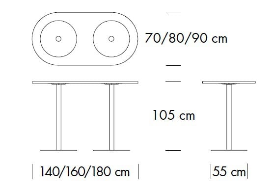Высокий овальный стол THONET S 1125 ARCH-00056246 - Вид №1