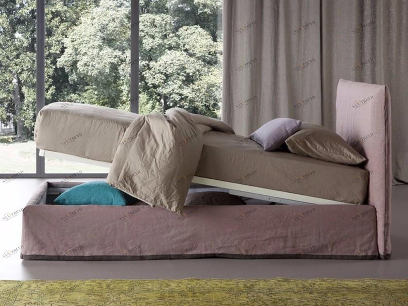 Chaarme Letti Односпальная кровать-контейнер со съемной крышкой из льна sun-id-1344756