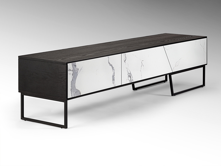 098755 Тумба под ТВ 3 ящика белый/черный Schuller Kerala - Вид №4