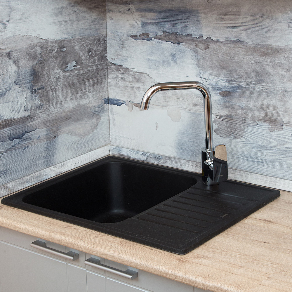 RQ89 антрацит Мойка для кухни RQ89 прямоугольная с крылом, цвет антрацит Raiber  - Вид №6