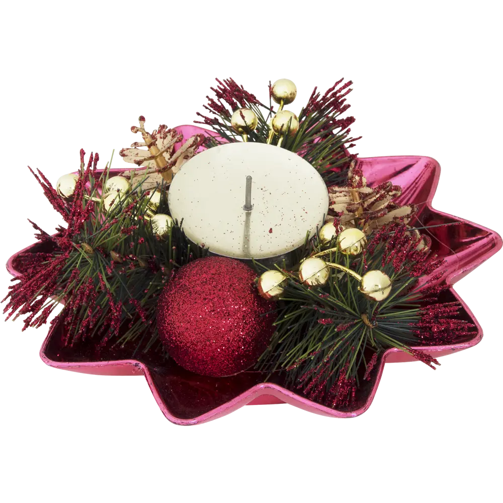 Подсвечник с шишками красный 16 см Santreyd STLM-2051453