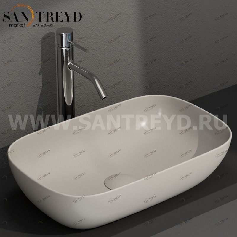 B6R60GH Накладная раковина на столешницу  прямоугольная Ceramica Globo T-EDGE