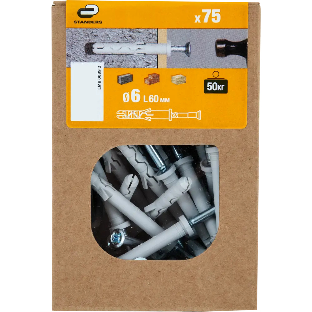 Дюбель-гвоздь цилиндрическая манжета Standers 6x60 мм, нейлон, 75 шт STLM-2018968 - Вид №6