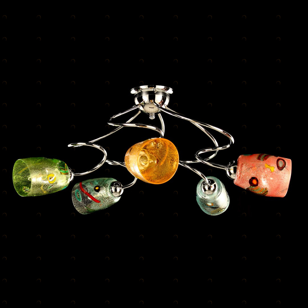 1772 ORIGINALMURANOGLASS Пятиламповая люстра из муранского стекла 70 см 